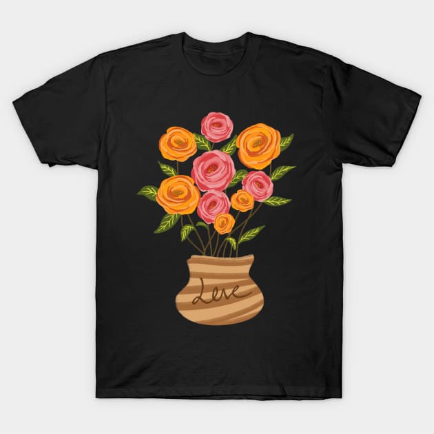 Flower Pot Illustration T-Shirt by Introvert Home 